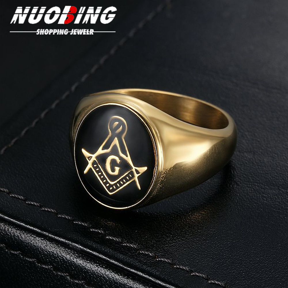 Initial Ring Custom - Bague maçonnique Vintage en acier inoxydable