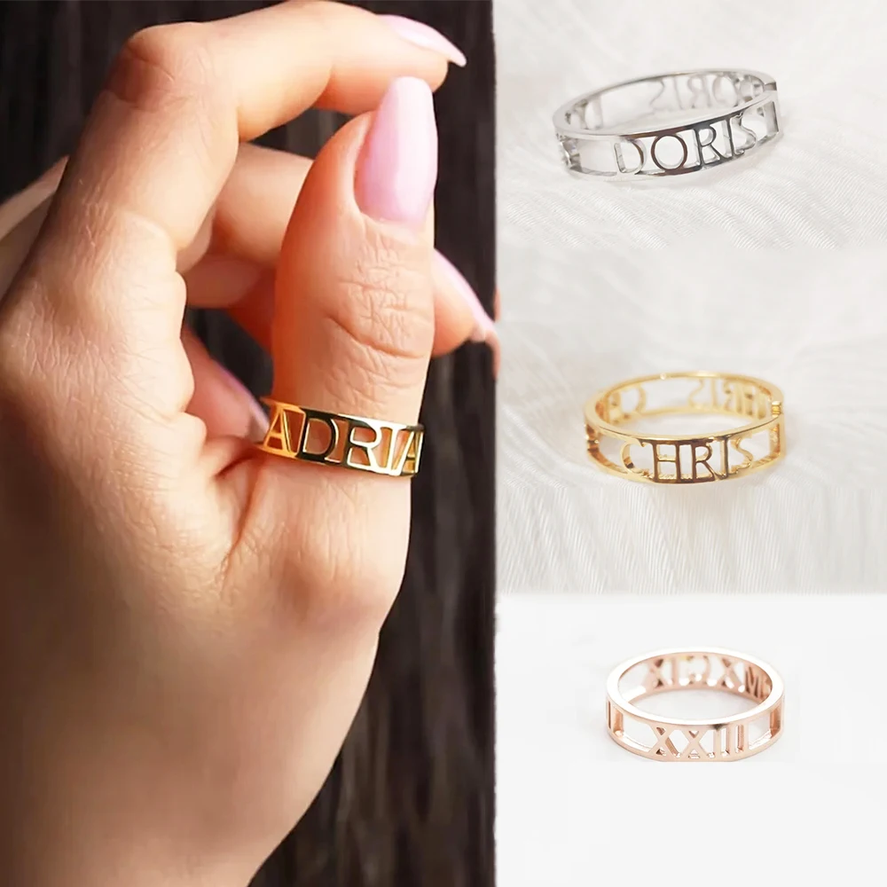Initial Ring Custom - Bague ouverte avec lettre personnalisée et