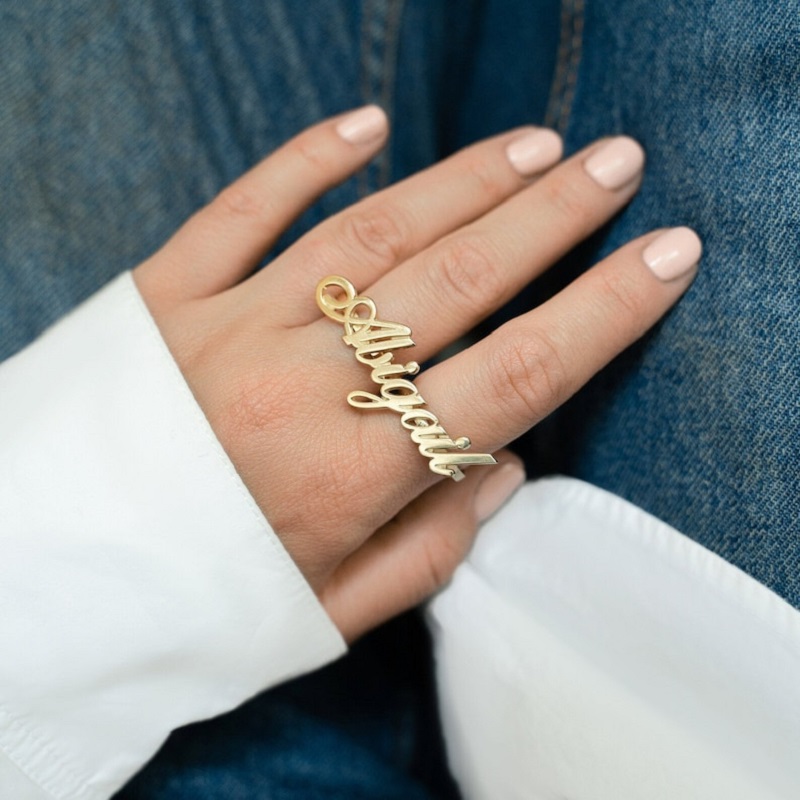 Initial Ring Custom - Bague à deux doigts en acier